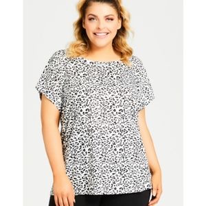 Loralette (Avenue) Black & White Animal Print Top 1X